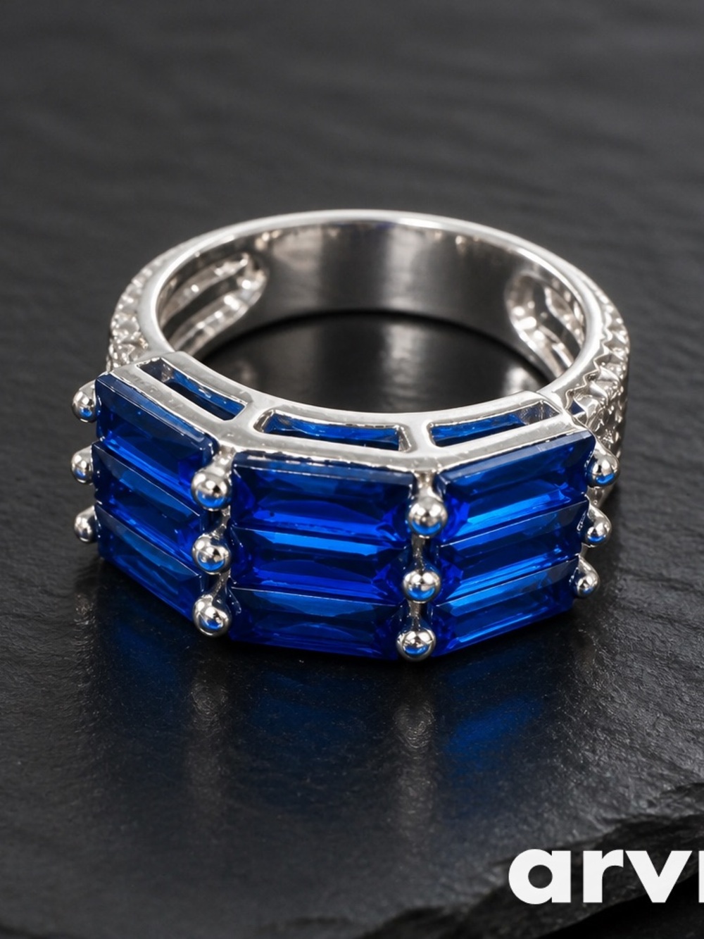 Blue Crystal Baguette Stackable Women’s Ring